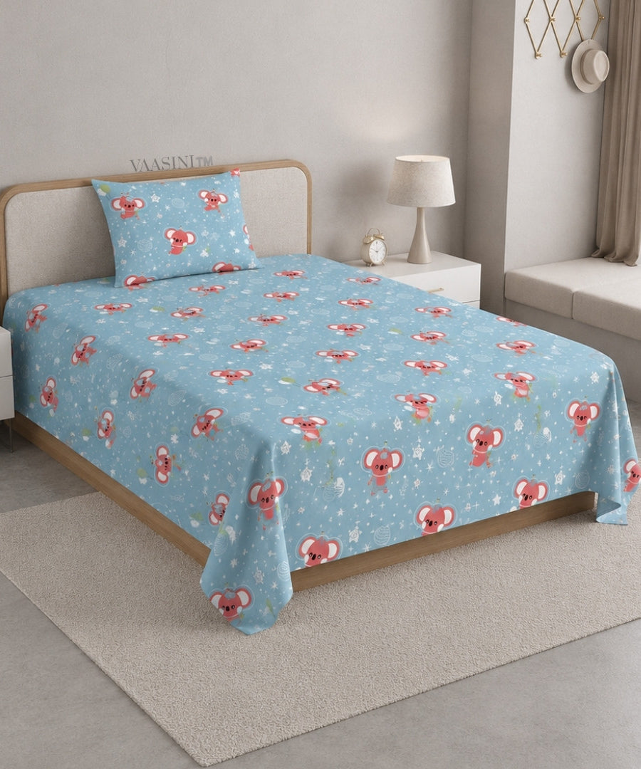 Dreamy Crescent Moon Soft Aqua Bedsheet