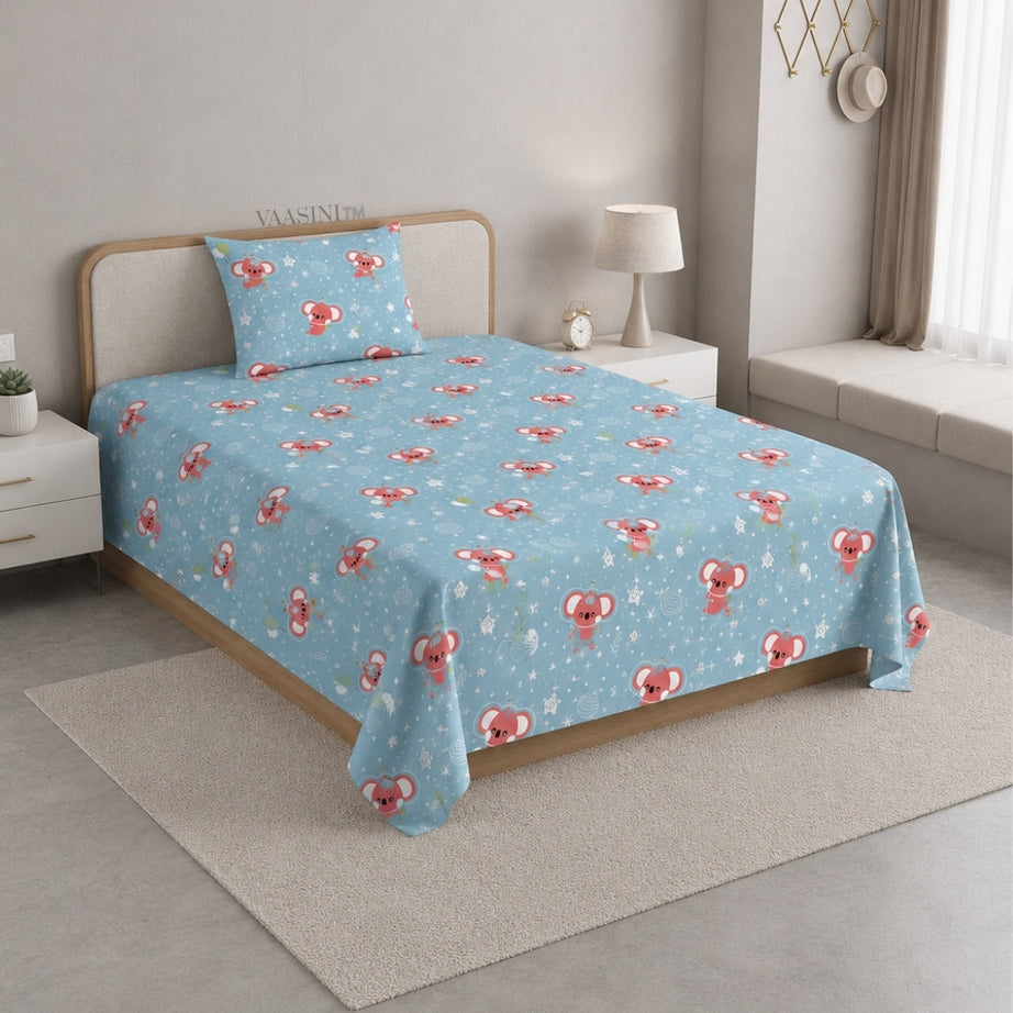 Dreamy Crescent Moon Soft Aqua Bedsheet