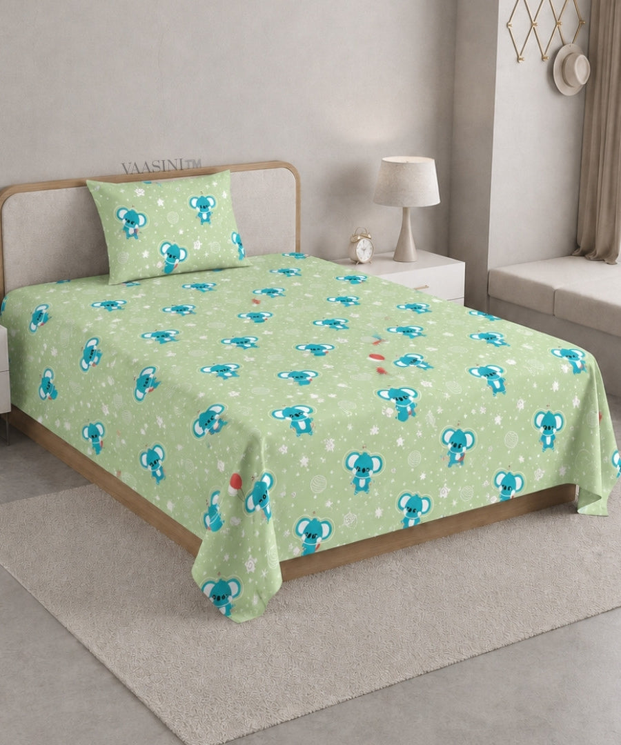 Dreamy Crescent Moon Creamy Green Bedsheet