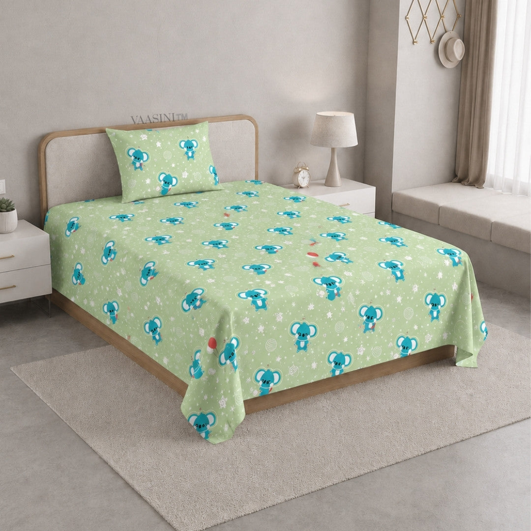 Dreamy Crescent Moon Creamy Green Bedsheet