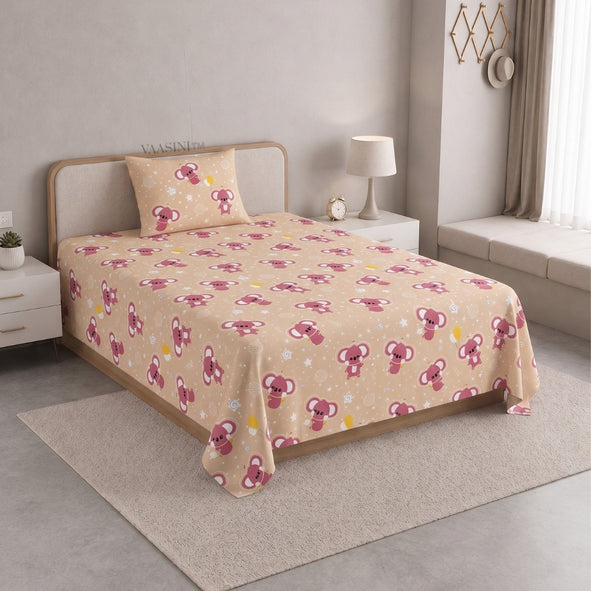 Dreamy Crescent Moon Powder Peach Bedsheet