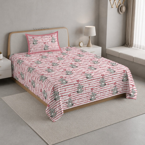 Ditsy Heart Sparkle Dusty Rose Pink Bedsheet