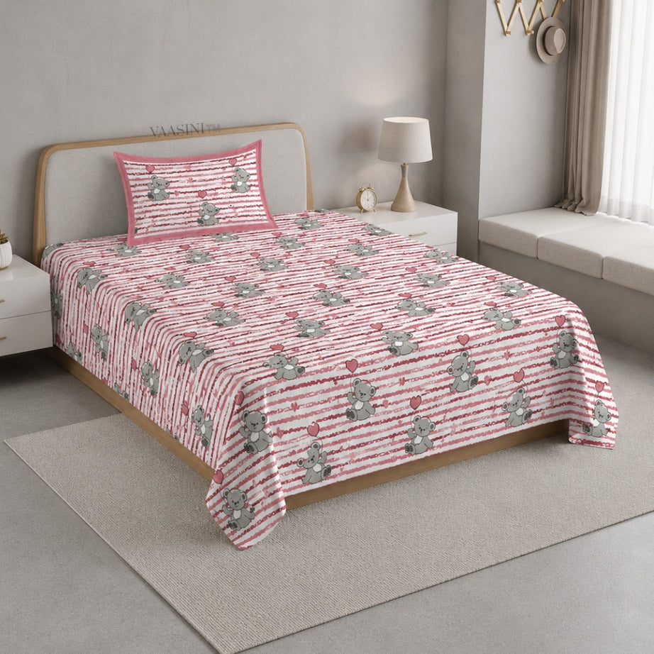 Ditsy Heart Sparkle Dusty Rose Pink Bedsheet