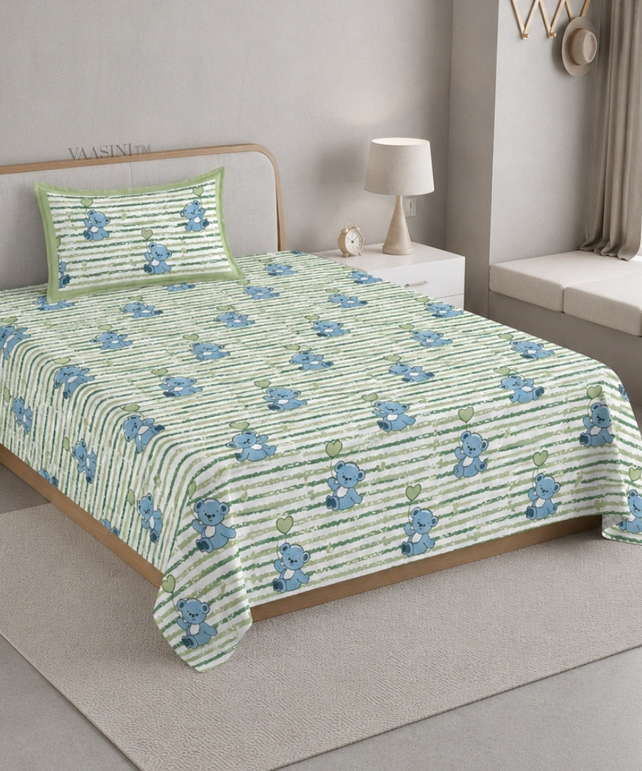 Ditsy Heart Sparkle Sage Green Bedsheet
