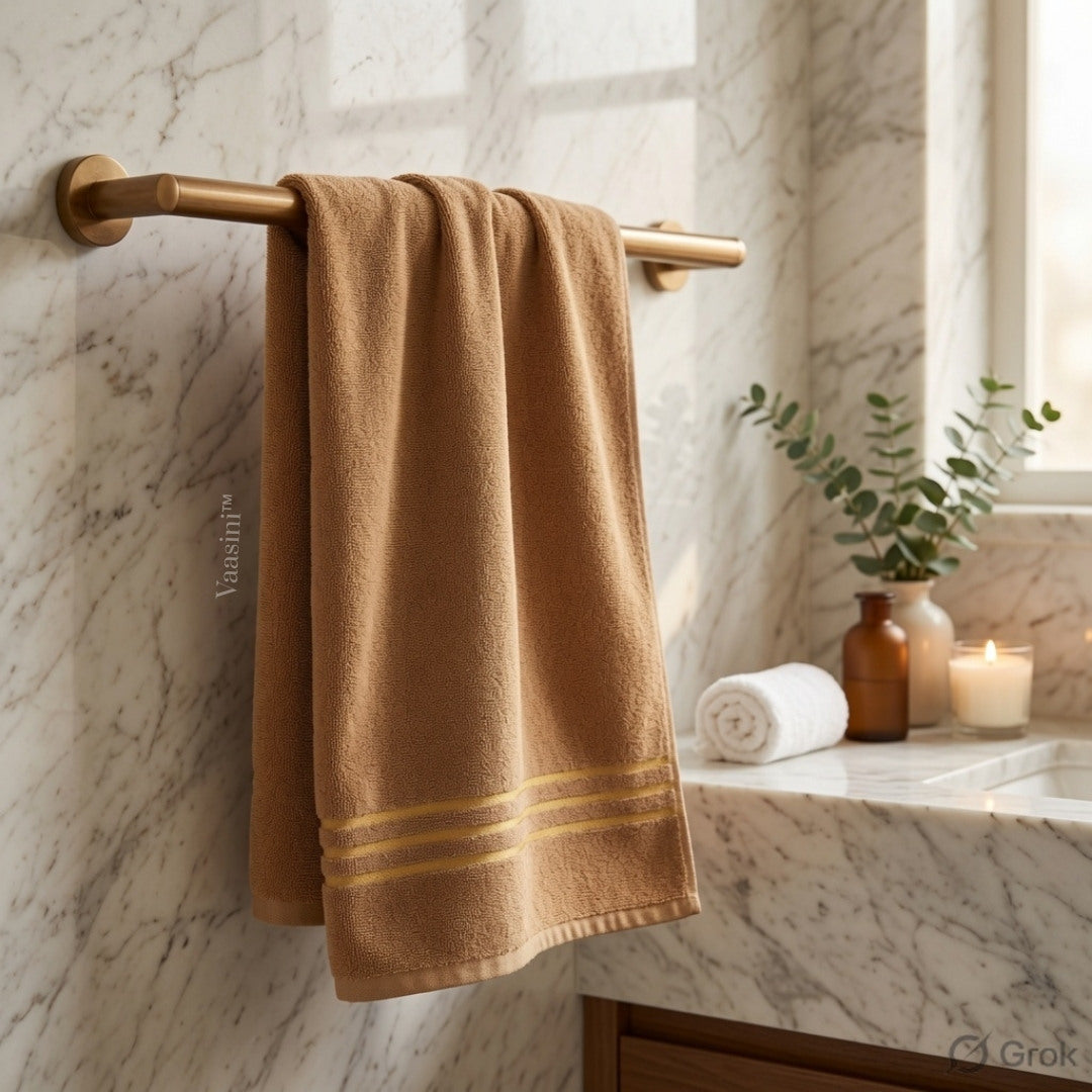 Terry Cotton Soft & Absorbent Solid Camel Beige 400 GSM Bath Towel
