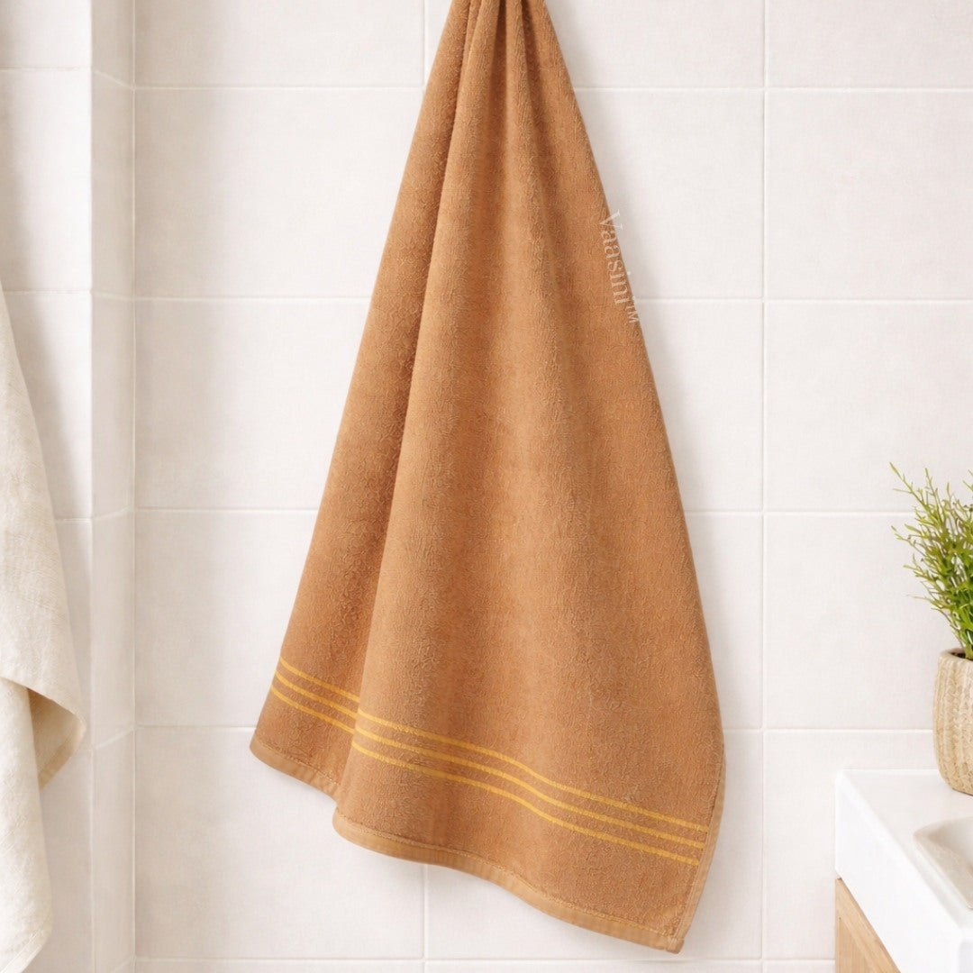 Terry Cotton Soft & Absorbent Solid Camel Beige 400 GSM Bath Towel