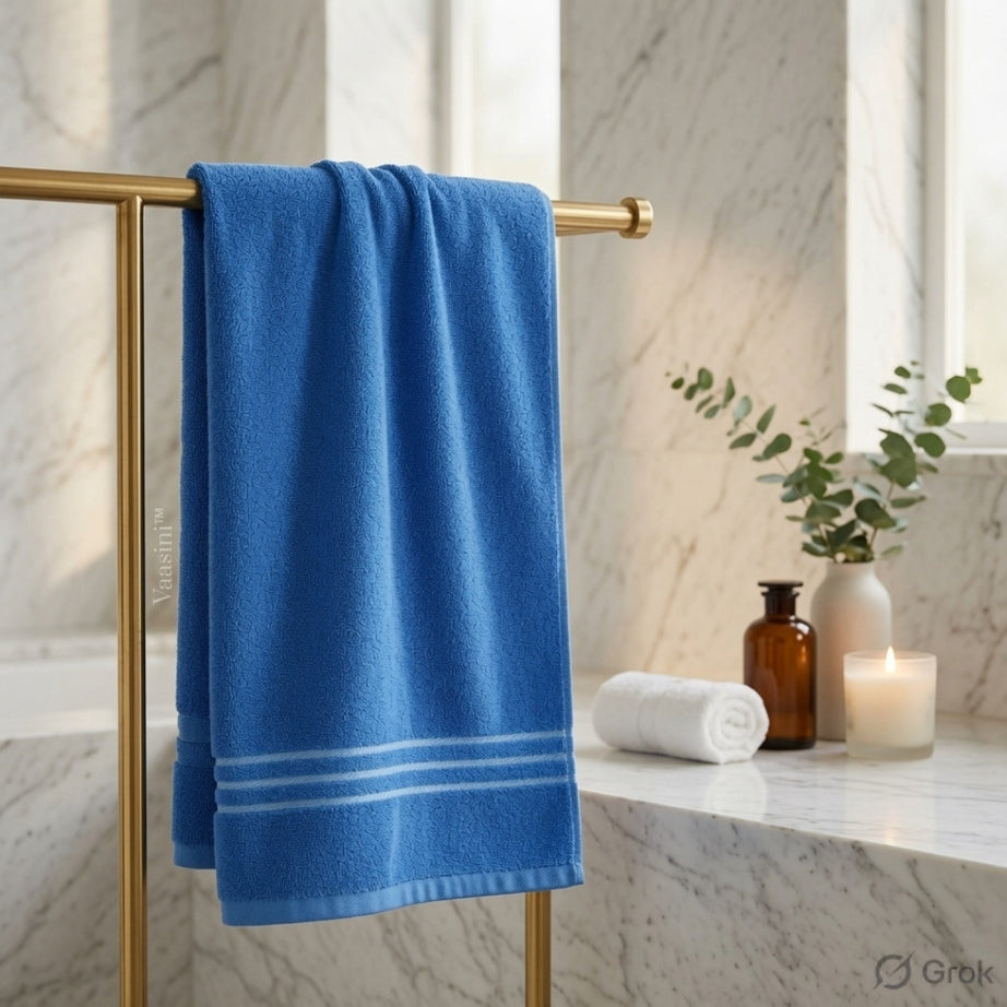 Terry Cotton Soft & Absorbent Solid Sky Blue 400 GSM Bath Towel
