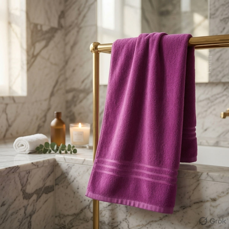 Terry Cotton Soft & Absorbent Solid Orchid Purple 400 GSM Bath Towel