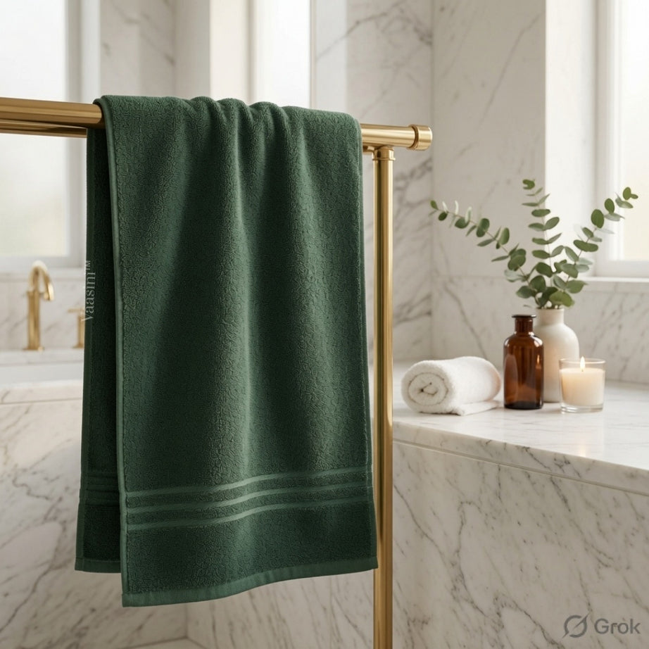 Terry Cotton Soft & Absorbent Solid Forest Green 400 GSM Bath Towel