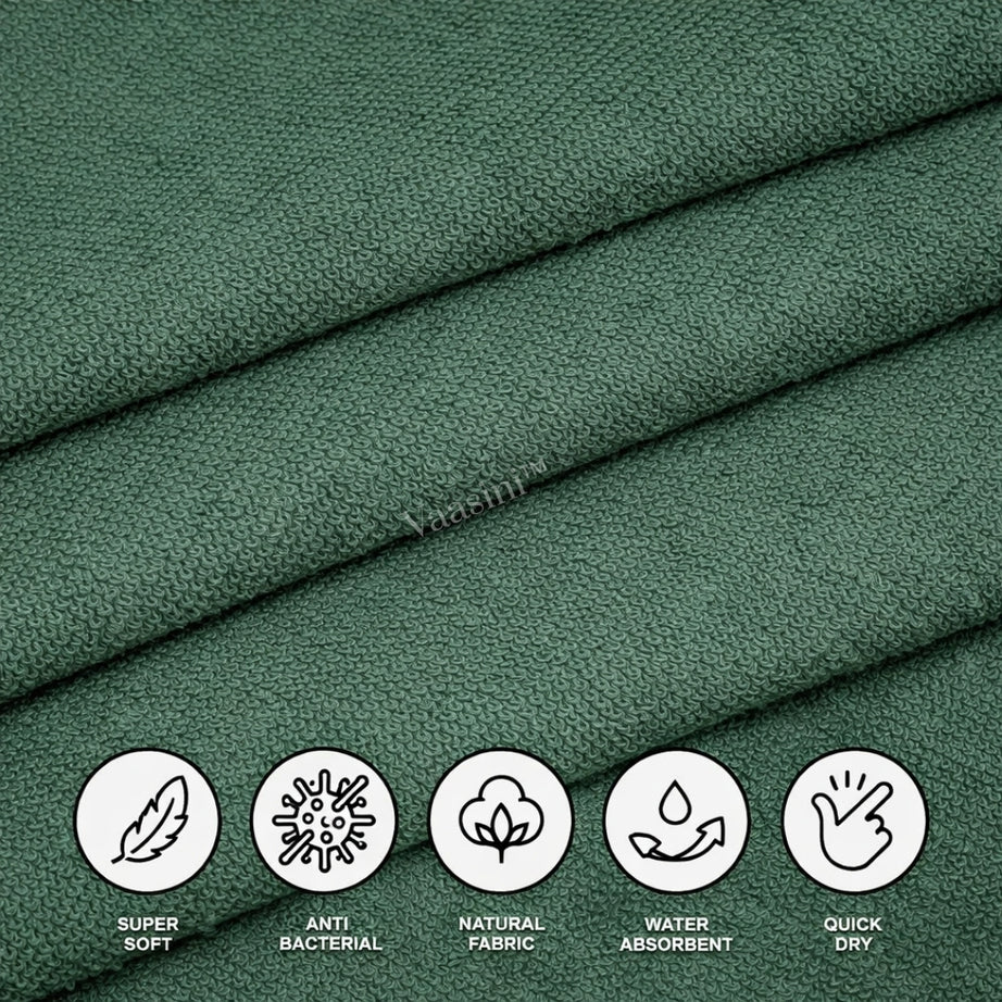Terry Cotton Soft & Absorbent Solid Forest Green 400 GSM Bath Towel