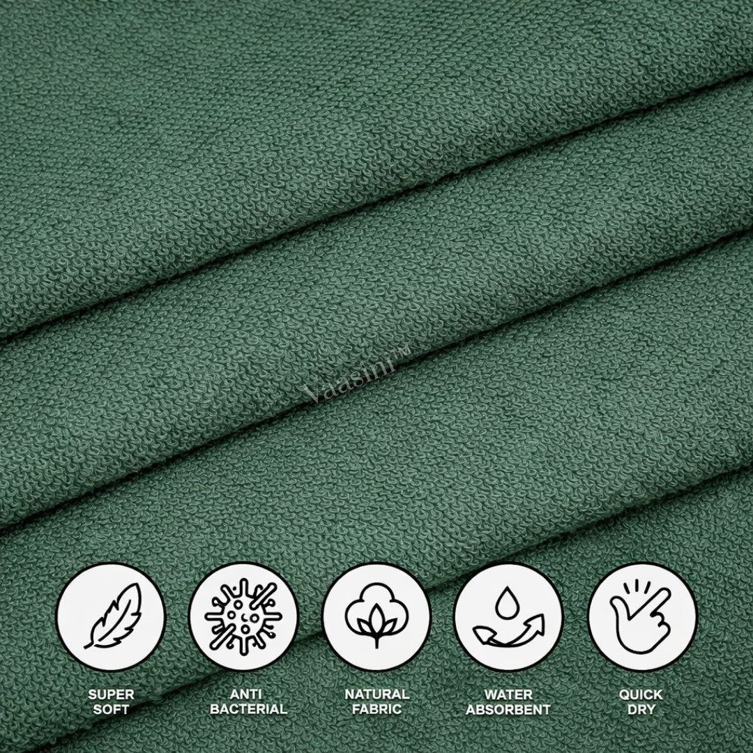 Terry Cotton Soft & Absorbent Solid Forest Green 400 GSM Bath Towel