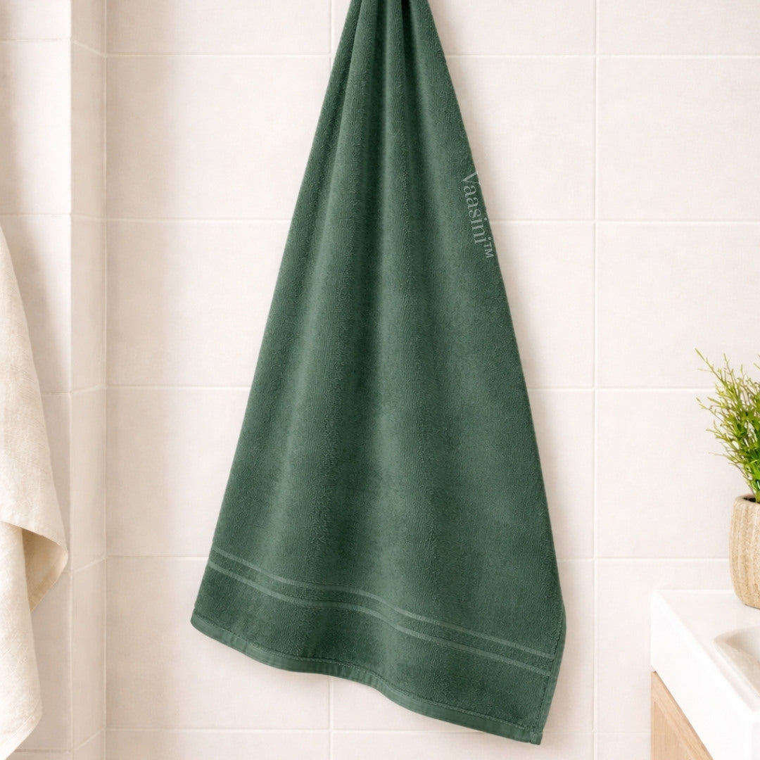 Terry Cotton Soft & Absorbent Solid Forest Green 400 GSM Bath Towel