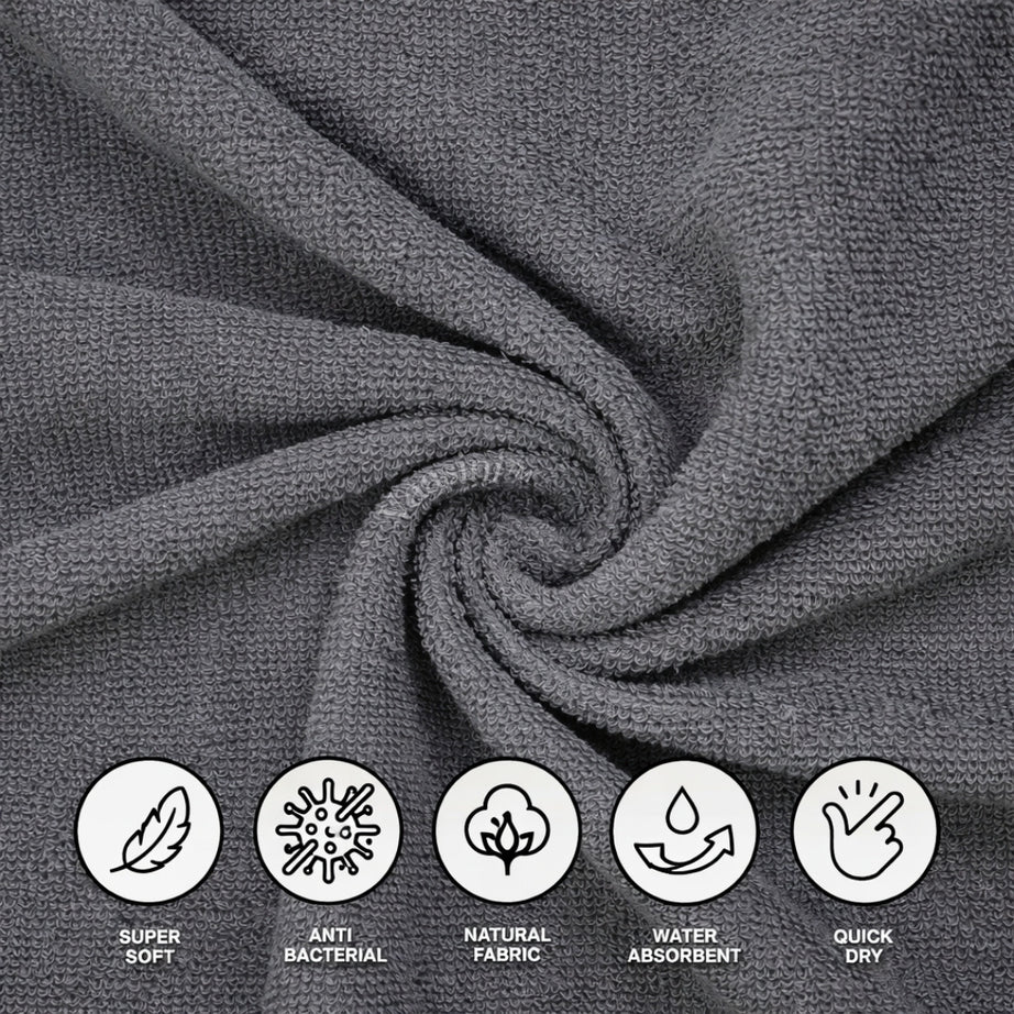 Terry Cotton Soft & Absorbent Solid Silver Grey 400 GSM Bath Towel