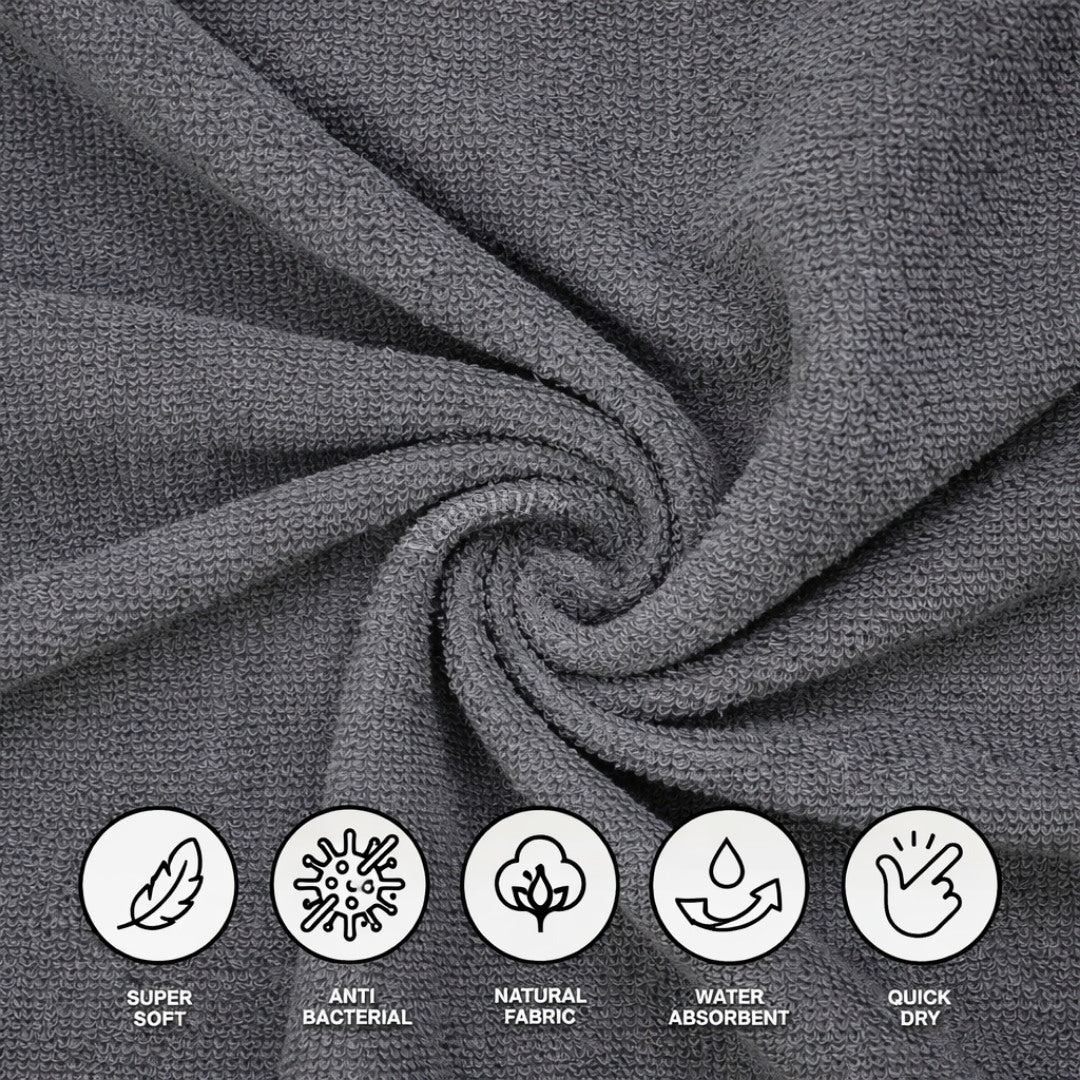 Terry Cotton Soft & Absorbent Solid Silver Grey 400 GSM Bath Towel