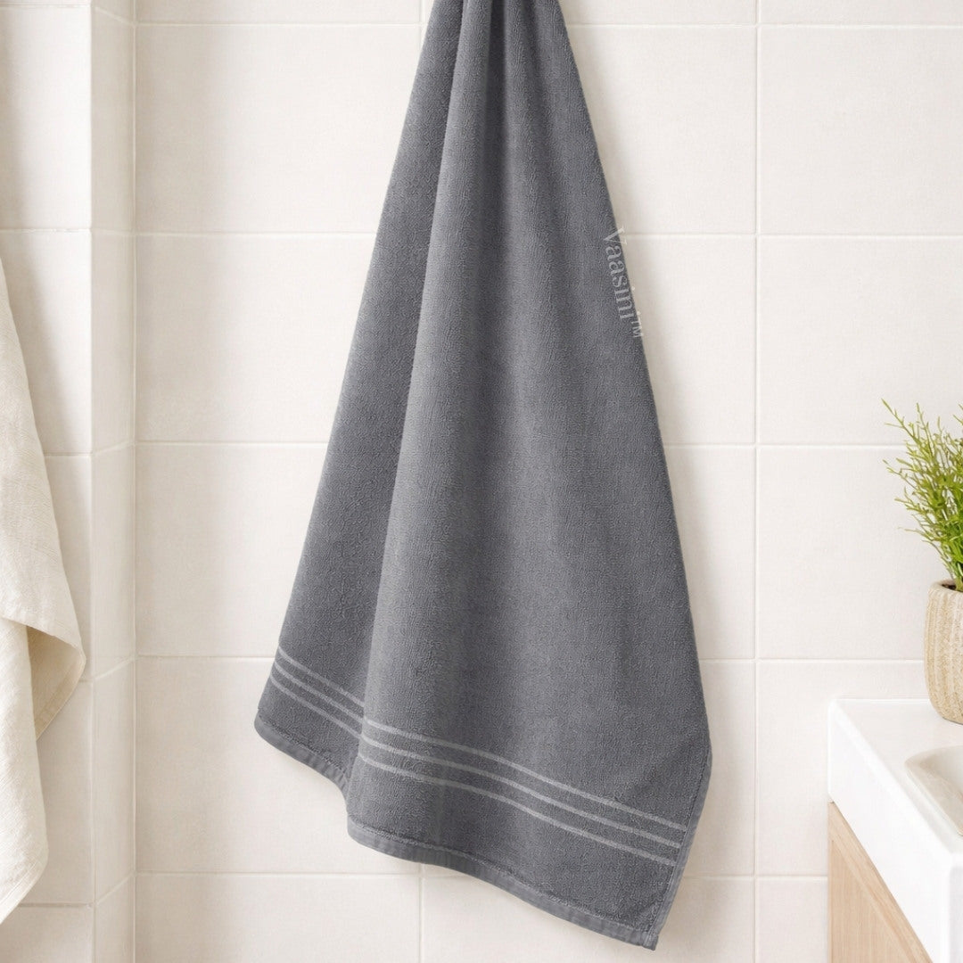Terry Cotton Soft & Absorbent Solid Silver Grey 400 GSM Bath Towel