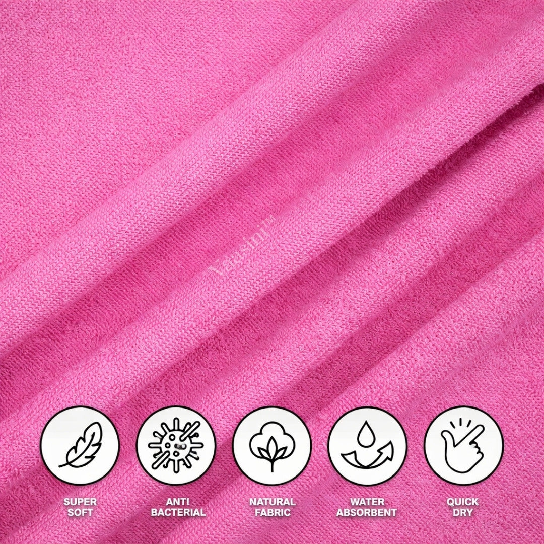 Terry Cotton Soft & Absorbent Solid Baby Pink 400 GSM Bath Towel