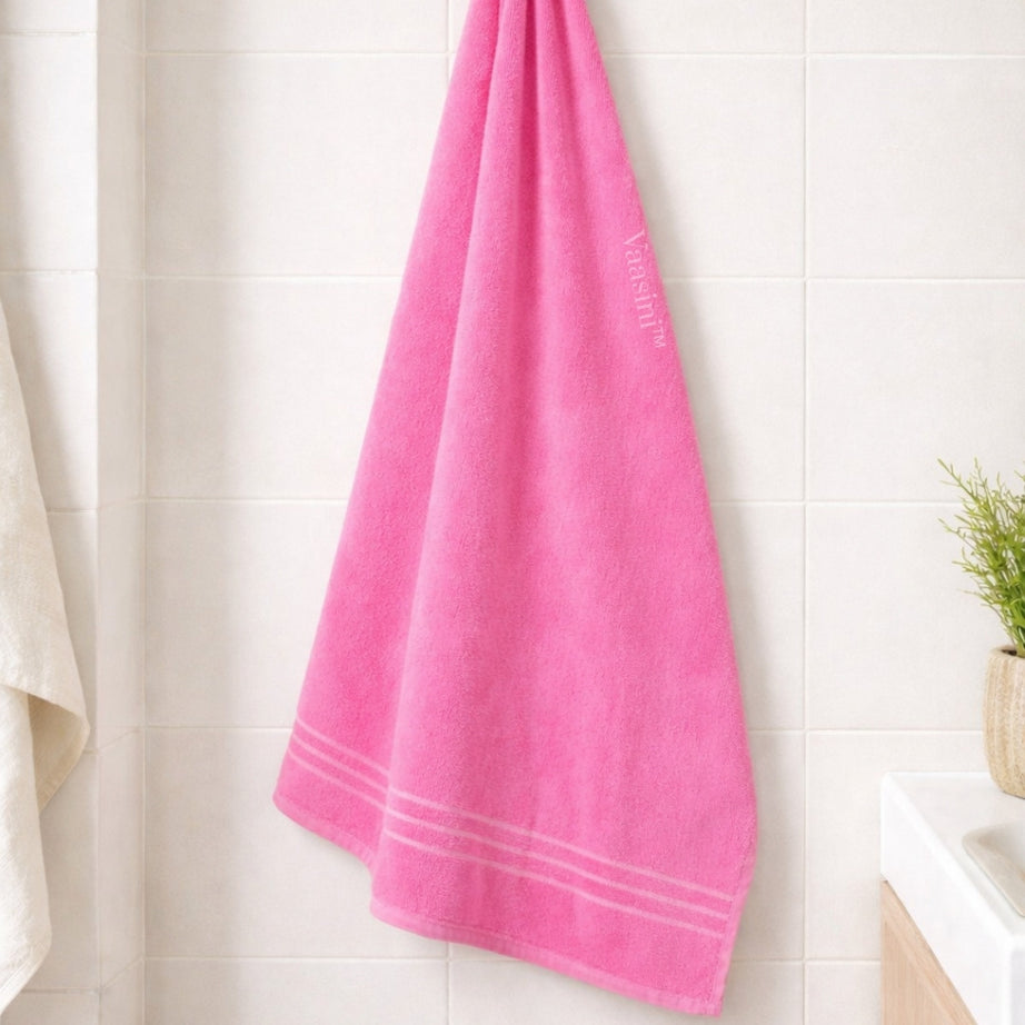 Terry Cotton Soft & Absorbent Solid Baby Pink 400 GSM Bath Towel