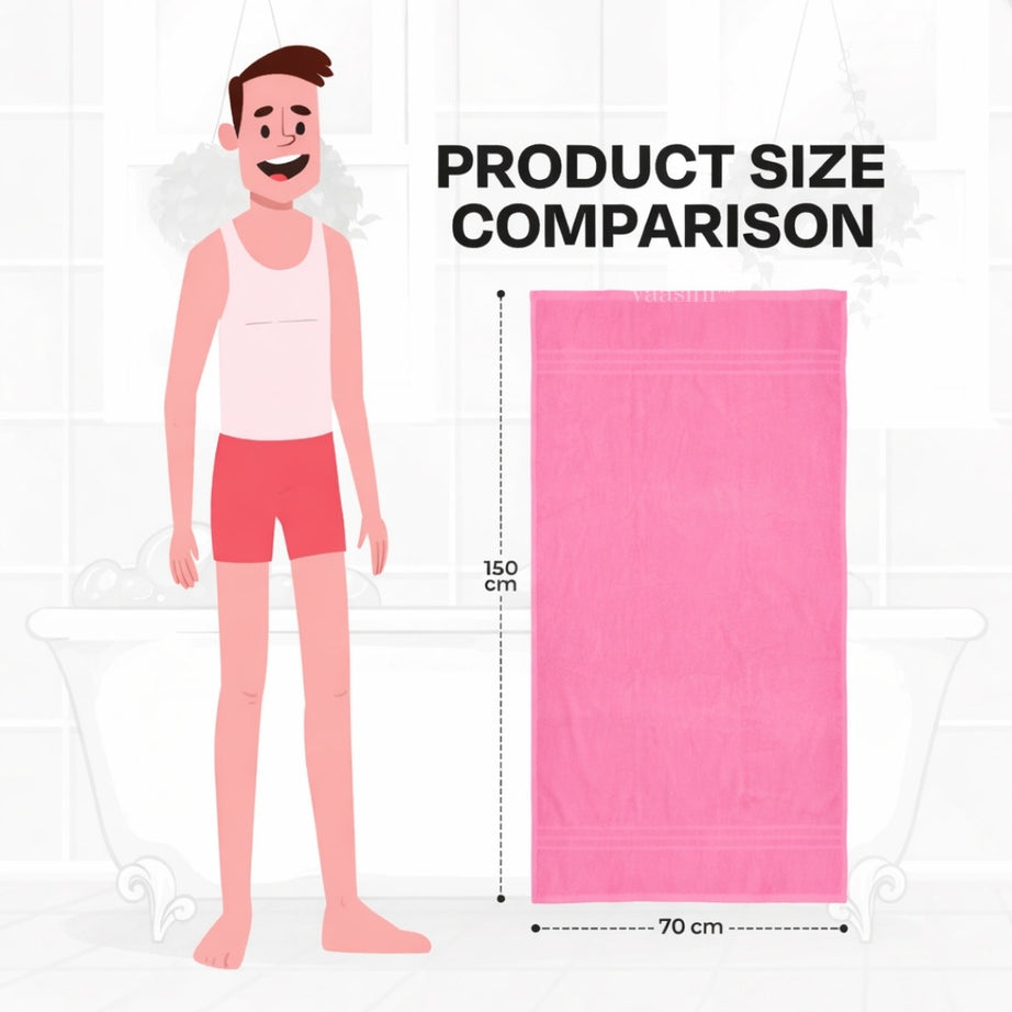 Terry Cotton Soft & Absorbent Solid Baby Pink 400 GSM Bath Towel