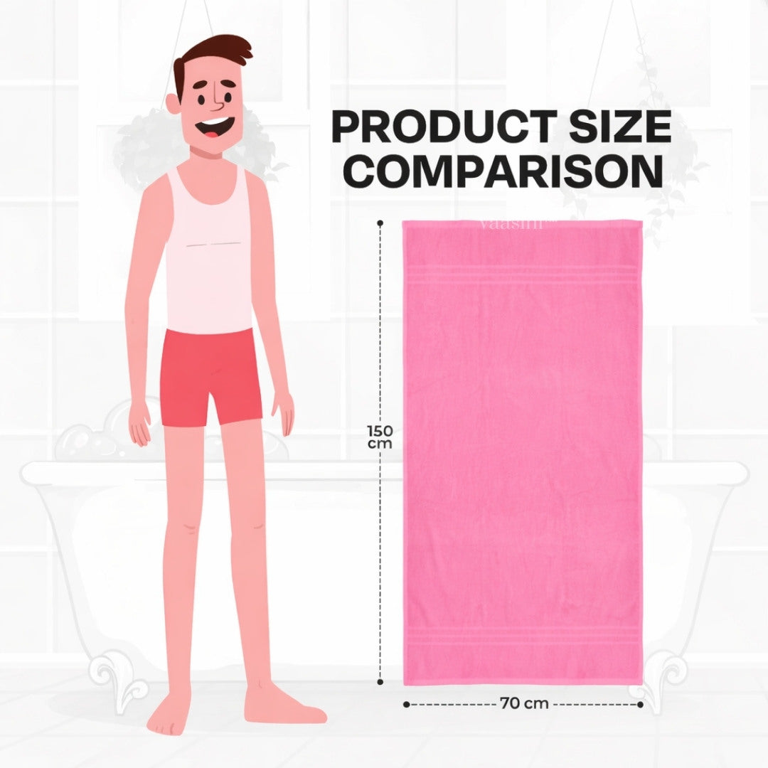 Terry Cotton Soft & Absorbent Solid Baby Pink 400 GSM Bath Towel
