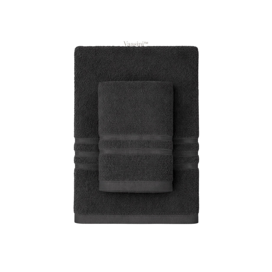 Terry Cotton Ultrasoft & Durable Solid Charcoal Grey 400 GSM Bath & Hand Towel Combo