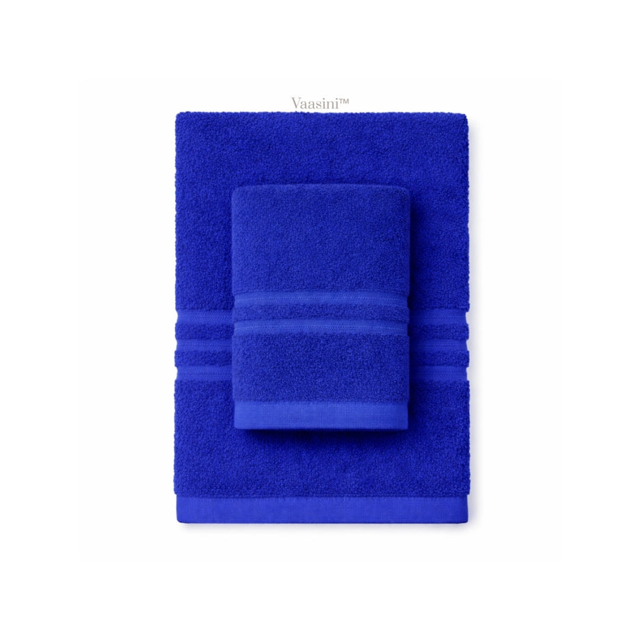 Terry Cotton Ultrasoft & Durable Solid Royal Blue 400 GSM Bath & Hand Towel Combo