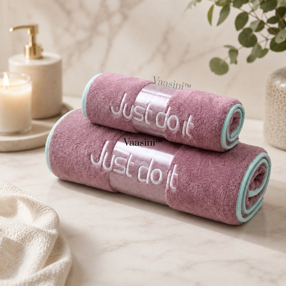 Ultra Soft Lightweight Microfiber Quick Dry Bath & Hand Towel Combo Set – Mauve Pink