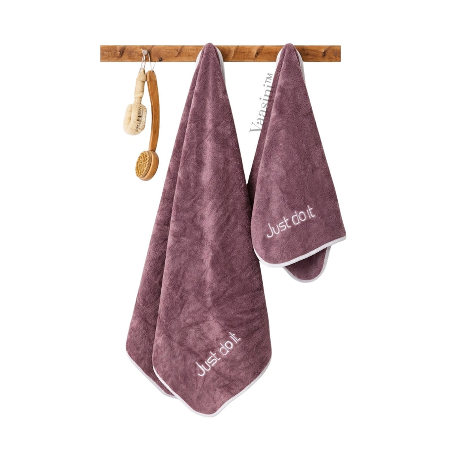 Ultra Soft Lightweight Microfiber Quick Dry Bath & Hand Towel Combo Set – Mauve Pink