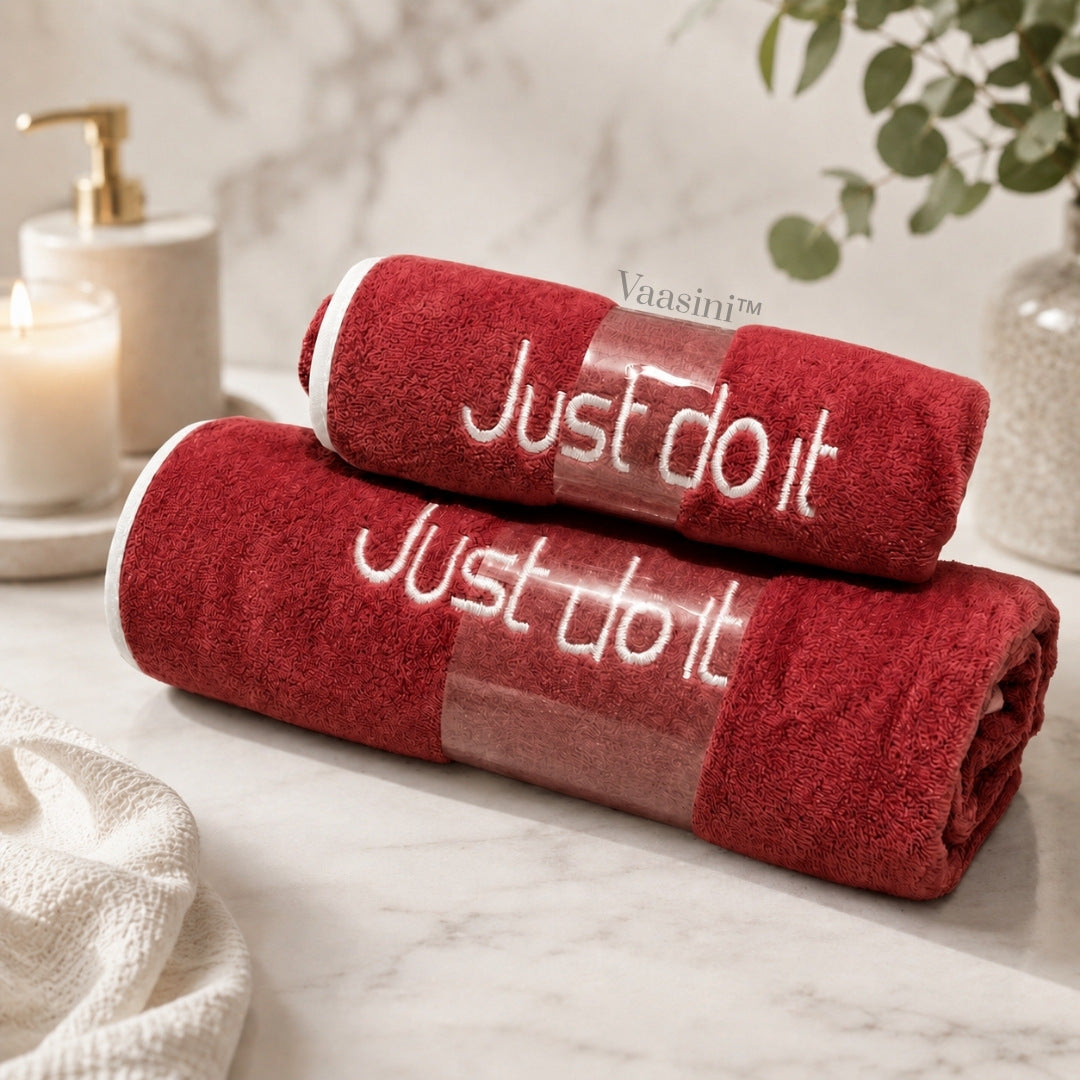 Ultra Soft Lightweight Microfiber Quick Dry Bath & Hand Towel Combo Set – Crimson Red
