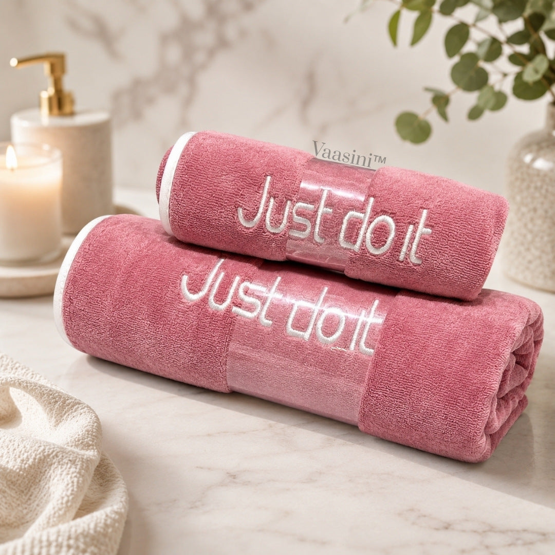 Microfiber Ultra Soft Quick Dry Bath & Hand Towel Combo Set – Candy Pink