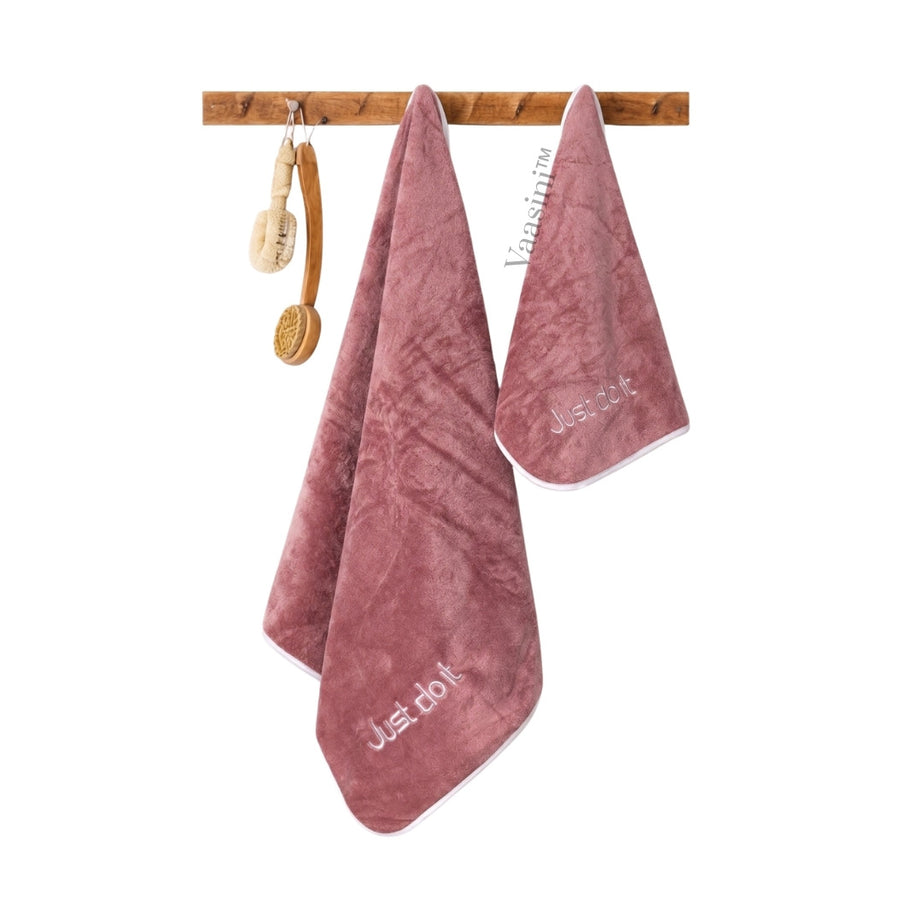 Microfiber Ultra Soft Quick Dry Bath & Hand Towel Combo Set – Candy Pink