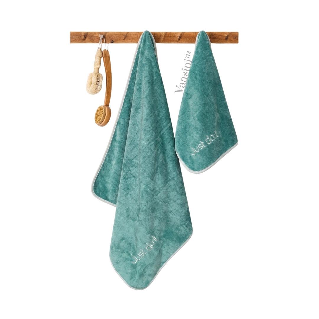 Microfiber Ultra Soft Quick Dry Bath & Hand Towel Combo Set – Aqua Mint