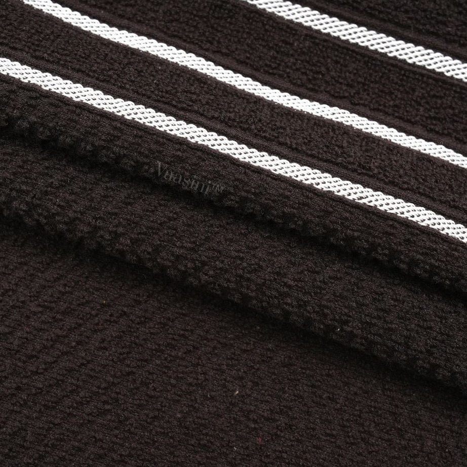 Terry Cotton Ultra Soft 400 GSM Solid Black Hand Towel with Striped Border