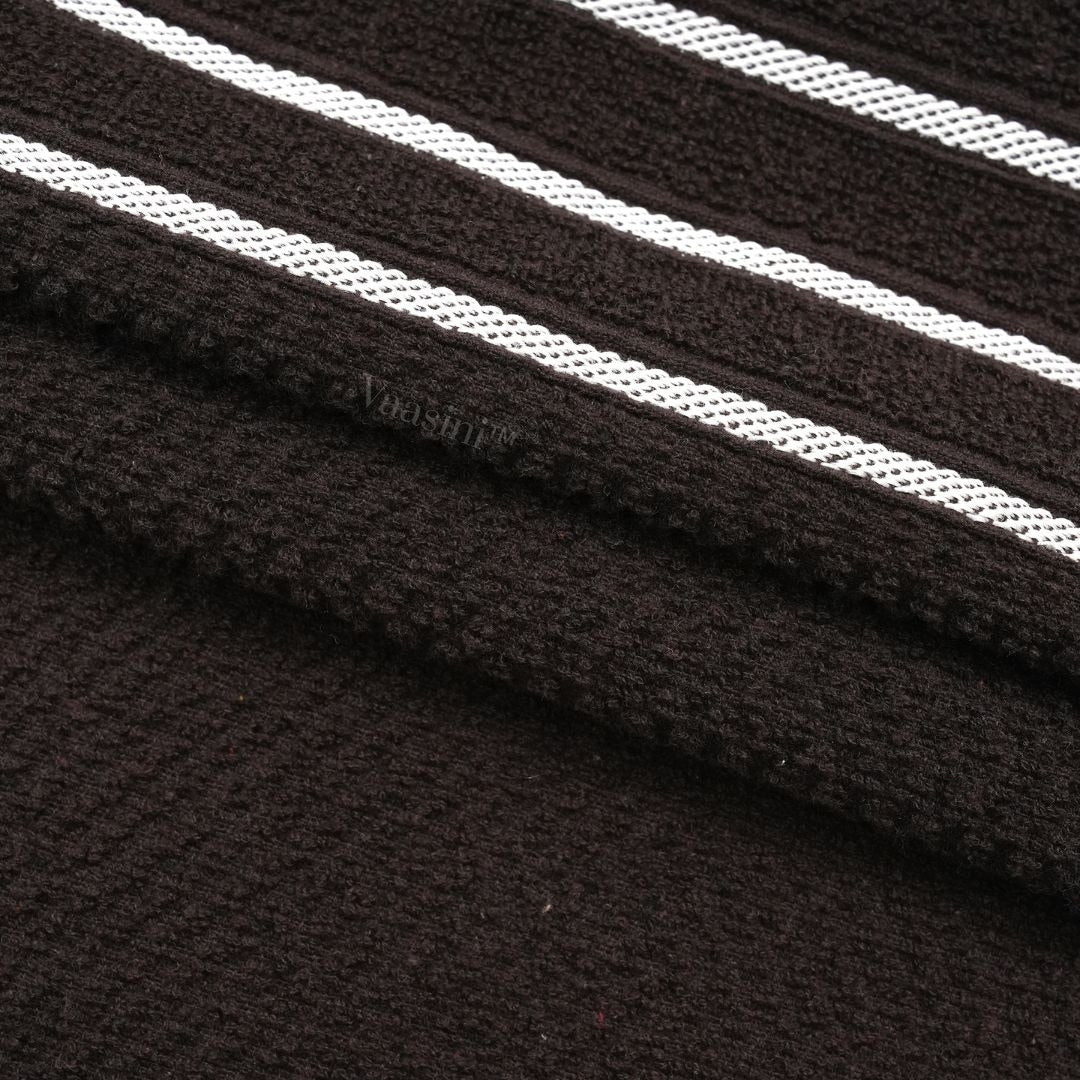 Terry Cotton Ultra Soft 400 GSM Solid Black Hand Towel with Striped Border