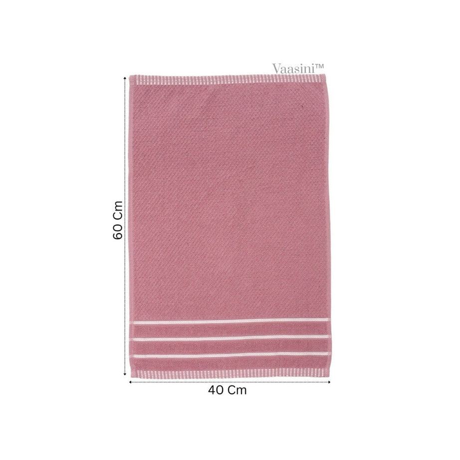 Terry Cotton Ultra Soft 400 GSM Solid Dusty Pink Hand Towel with Striped Border