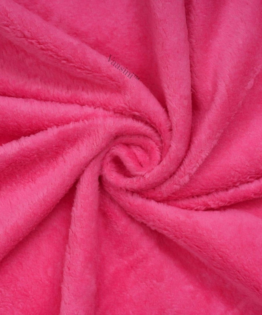 Vaasini Cartoon Face Embroidery Hooded Baby Bath Towel Soft Absorbent Quick Dry Hot Pink