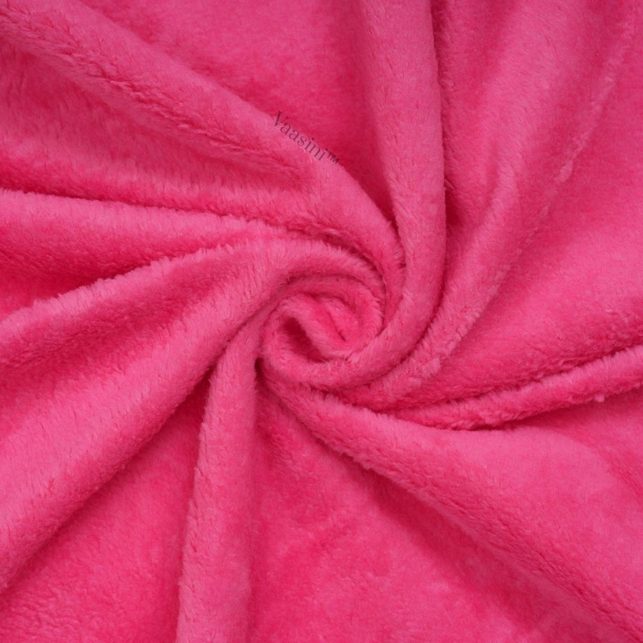 Vaasini Cartoon Face Embroidery Hooded Baby Bath Towel Soft Absorbent Quick Dry Hot Pink