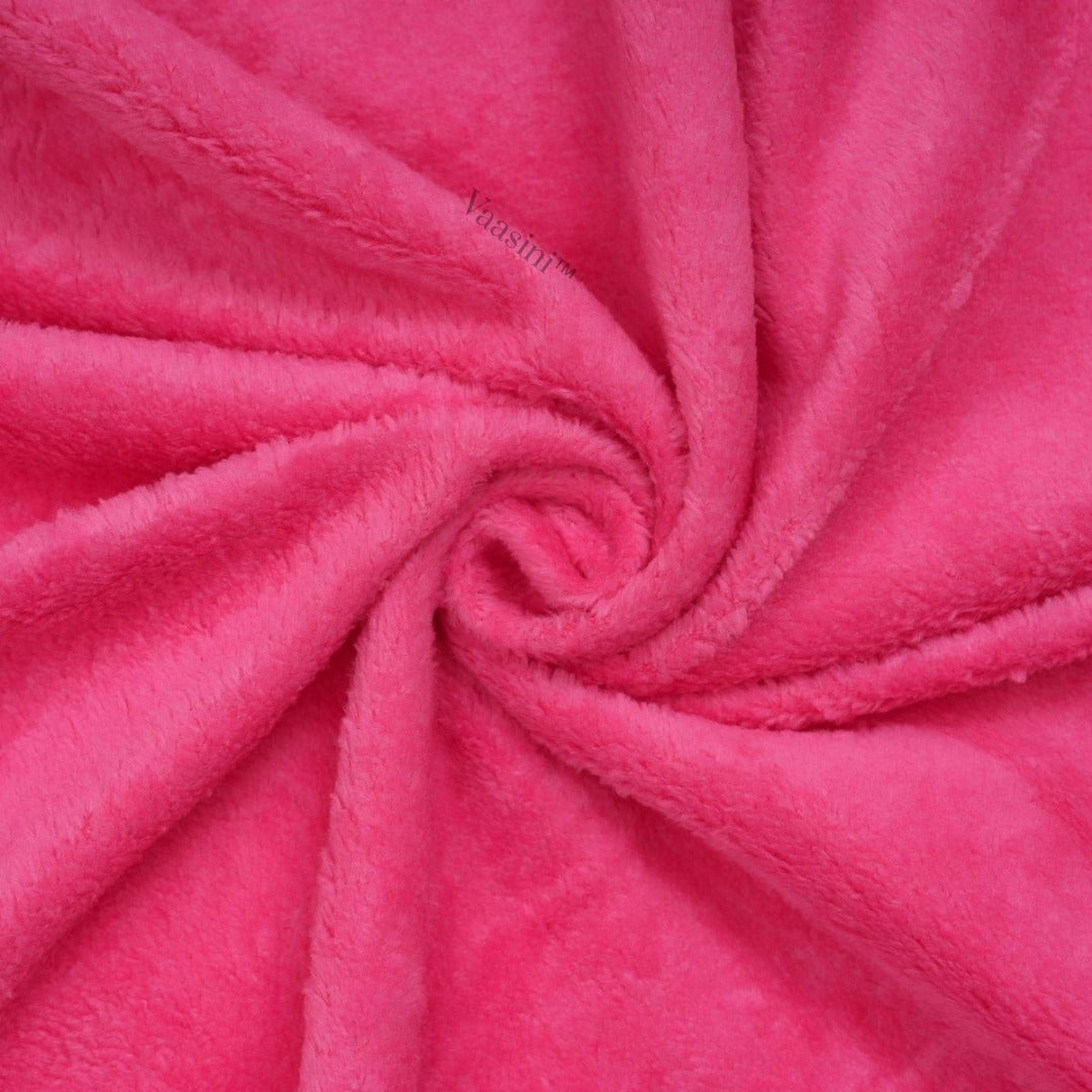 Vaasini Cartoon Face Embroidery Hooded Baby Bath Towel Soft Absorbent Quick Dry Hot Pink