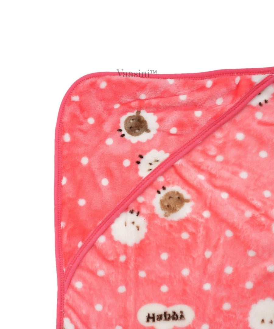 Vaasini Teddy Bear Polka Dot Print Hooded Baby Bath Towel Soft Plush Quick Dry Pink